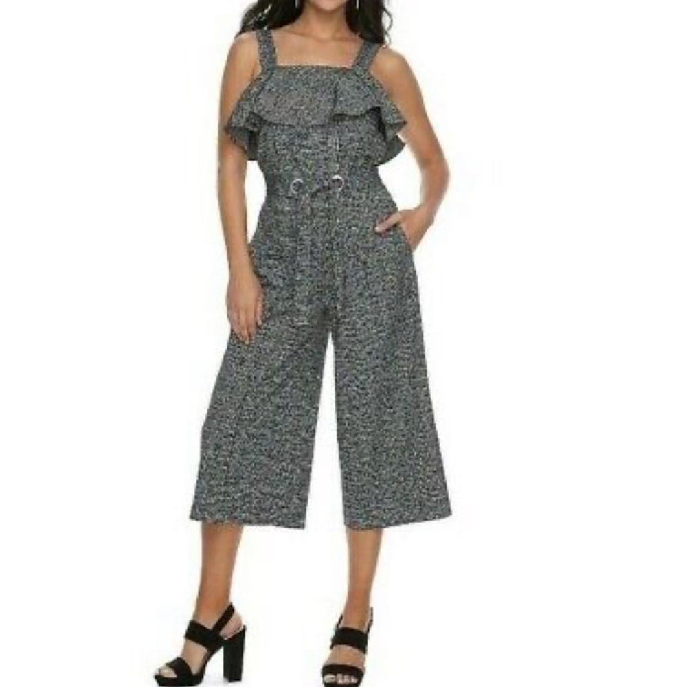 APT. 9 Ruffle Top Wide-Leg Jumpsuit/Romper in Black/White Pattern Woman’s M.